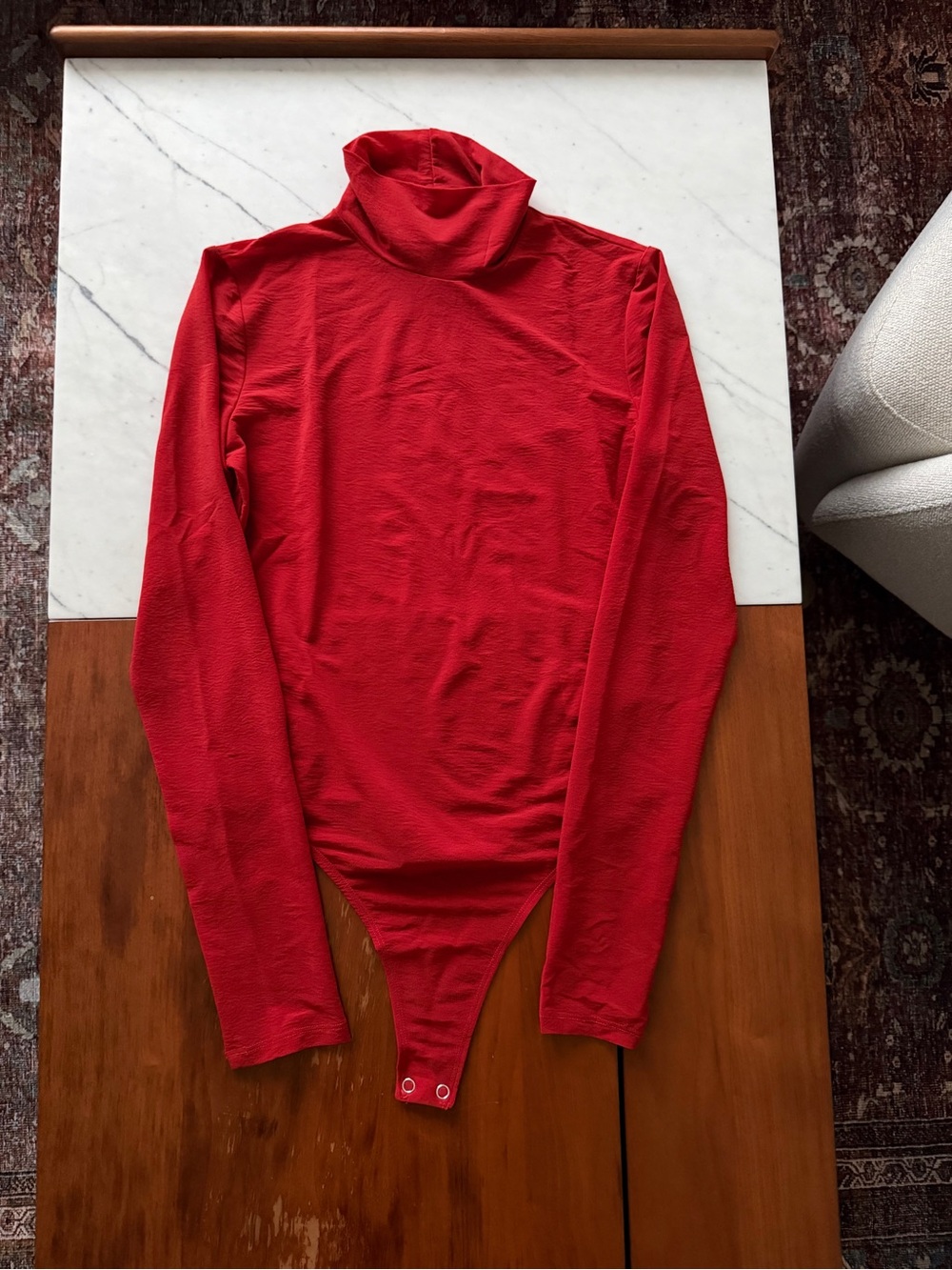 Reformation Red Turtleneck Long-Sleeve Bodysuit